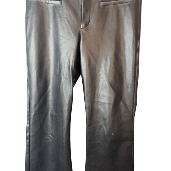 Zara Large Faux Leather Black Pants Wide Leg - Picture 3 of 16